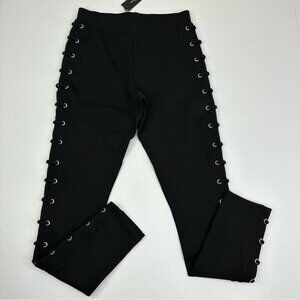 Romeo &‎ Juliet NWT Black Grommet Stretchy Mid-Rise Grunge Leggings S/W26/L28